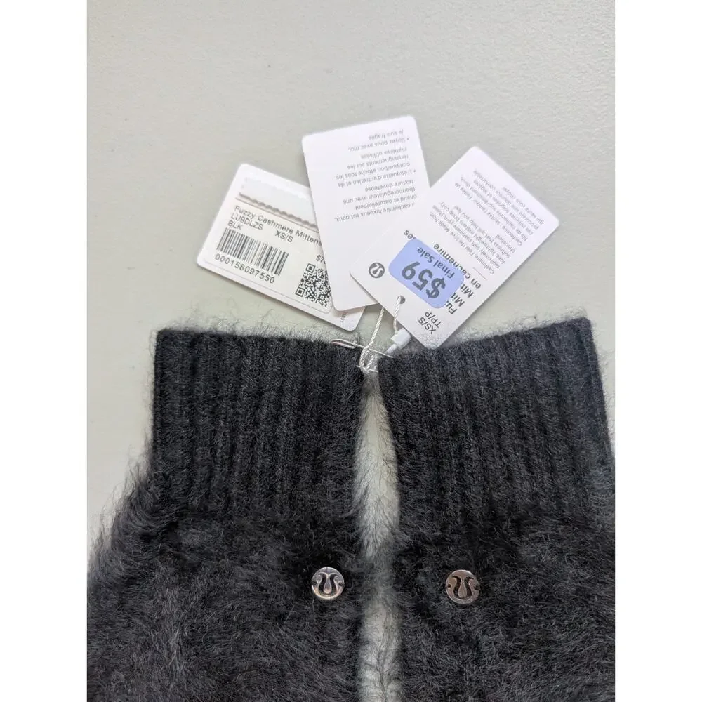 NWT Lululemon Women's Fuzzy Cashmere Mittens Size XS/S Black